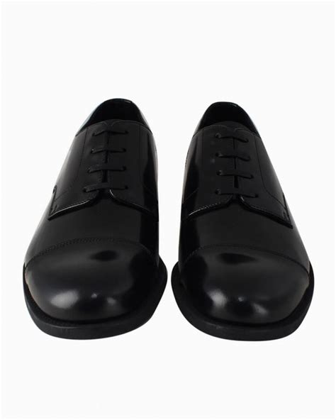 sapato preto prada|Sapato Derby Em Couro Escovado Preto .